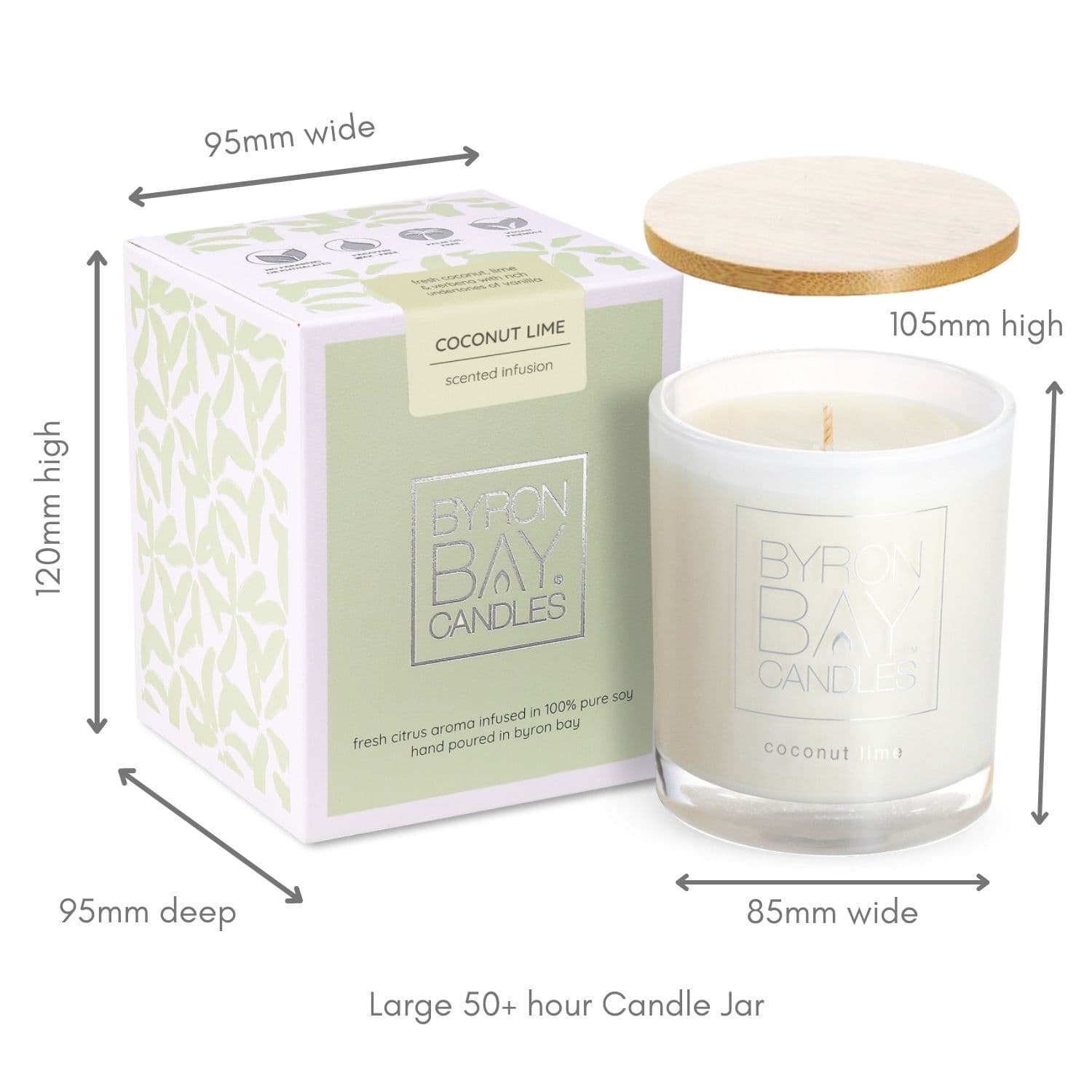 Coconut Lime 50 hour candle measurements