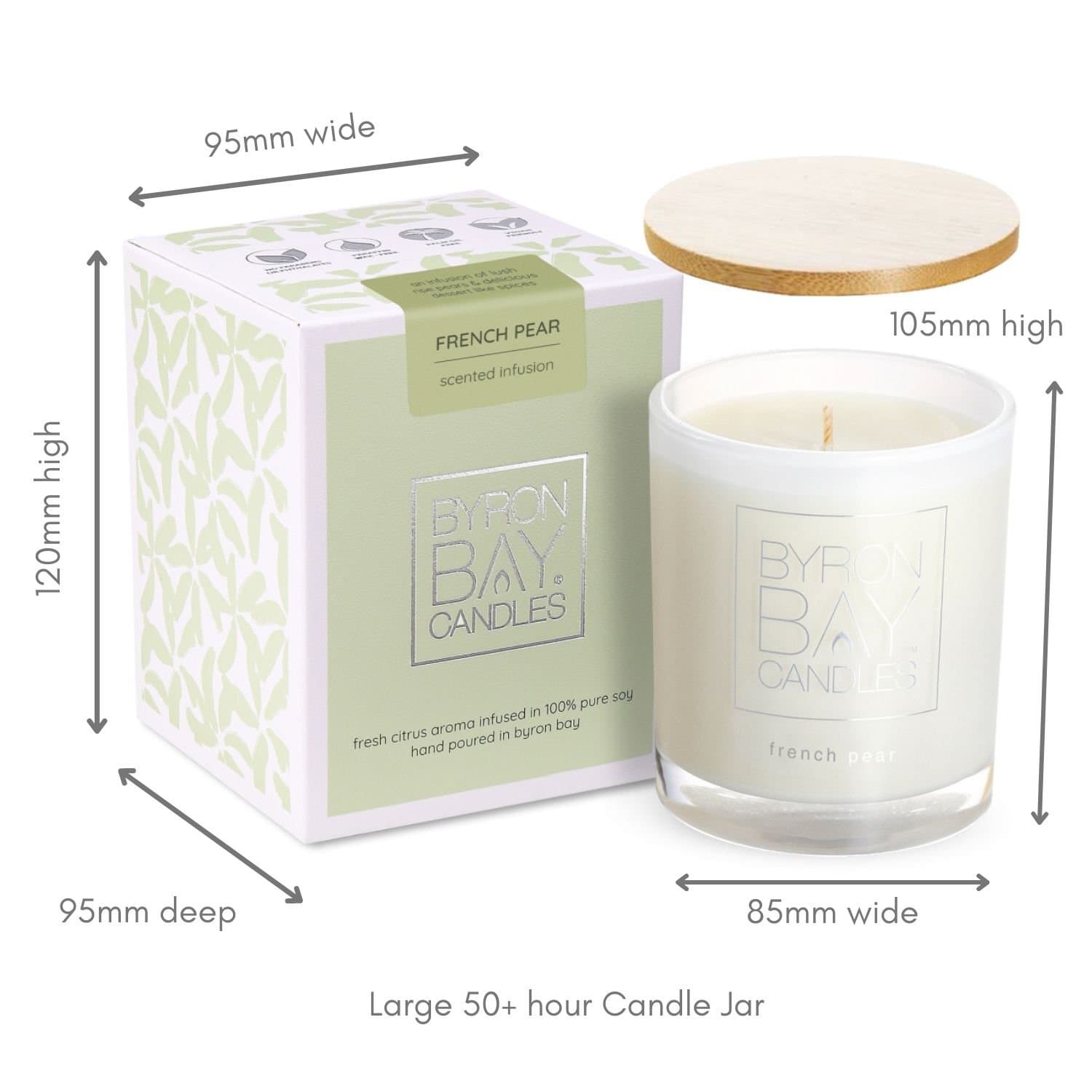 French Pear 50 hour candle measurements
