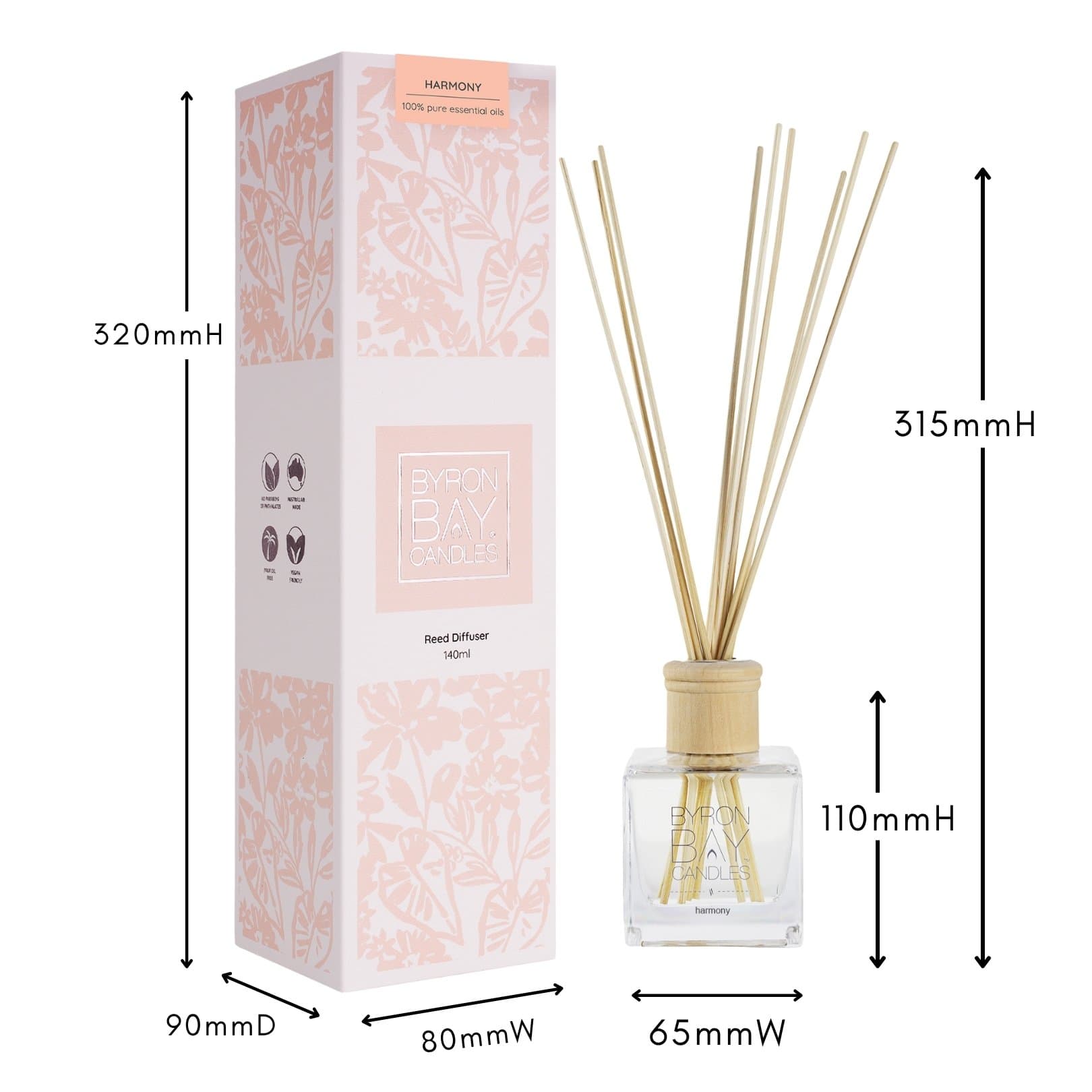 Harmony reed diffuser with measurements