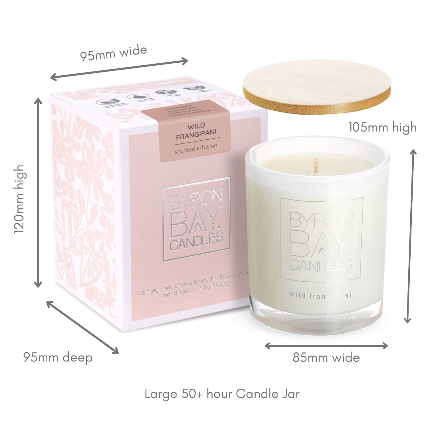 Wild Frangipani 50 hour candle measurements