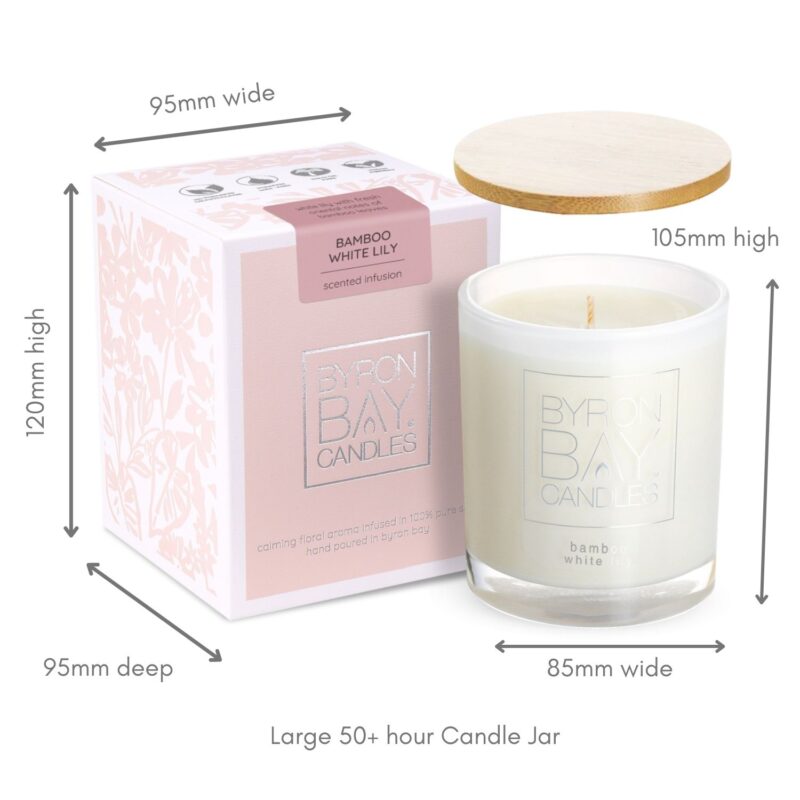 Bamboo White Lily 50 hour candle measurements