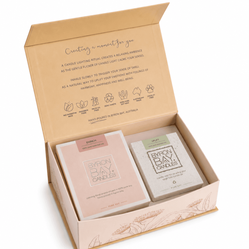 Byron Bay Candles Twin Gift Set open Scented pure soy candle and refill candle twin gift set | all scents available (phthalate FREE)