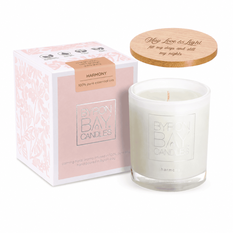 Engraved Lid on Byron Bay Candles Harmony Candle Engraved Lid on Byron Bay Candles Harmony Candle