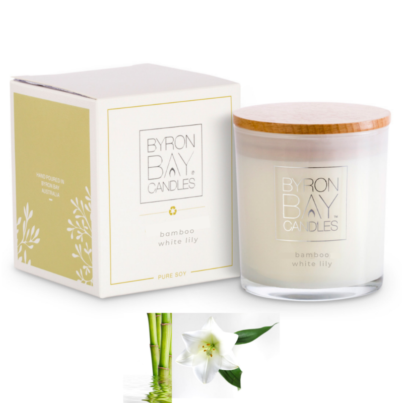 30 hour candle Bamboo White Lily Byron Bay Candles