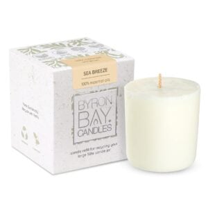 Sea Breeze Candle Jar Refill (100% pure essential oils aroma infused with cedar, rosewood and lemon) | Fits large 50 hour jar