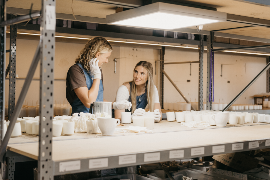 Small batch candle production at the Byron Bay Candles factory