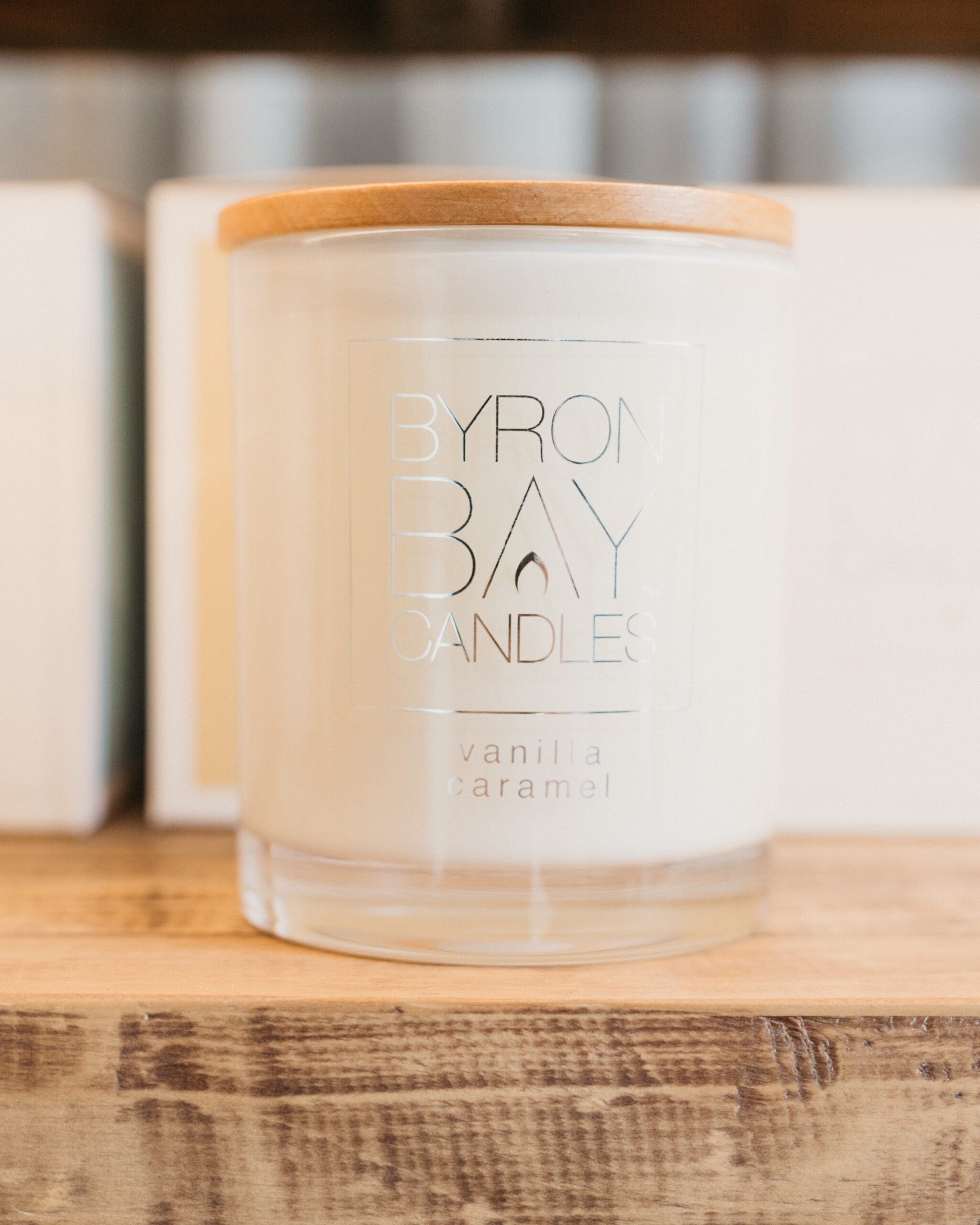 Byron Bay Candles large candle with timber lid